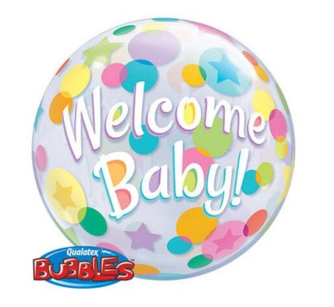 BALON FOLIOWY QL 22" BUBBLE WELCOME BABY