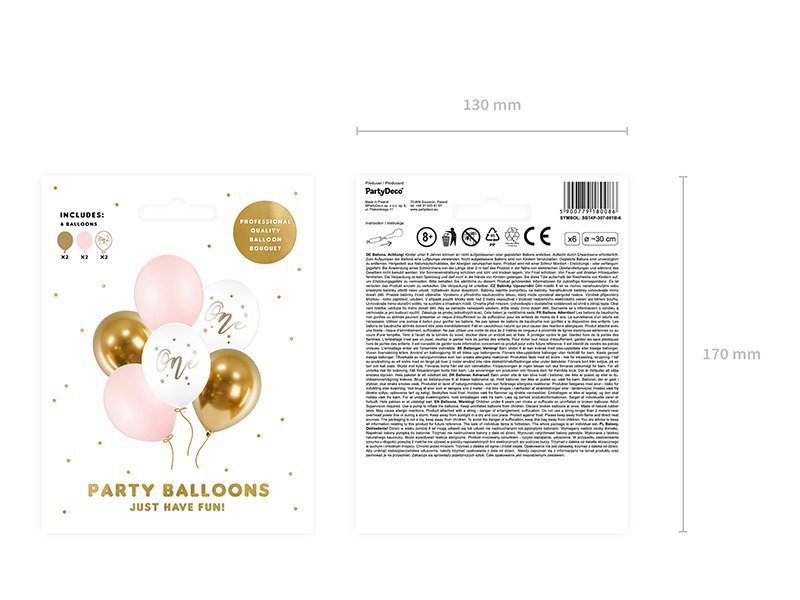 BALONY 30CM ONE PASTEL PALE PINK 1 OP/